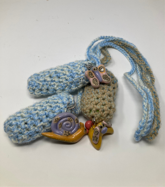 Ceramic Charm Crochet Lighter Holder Necklace