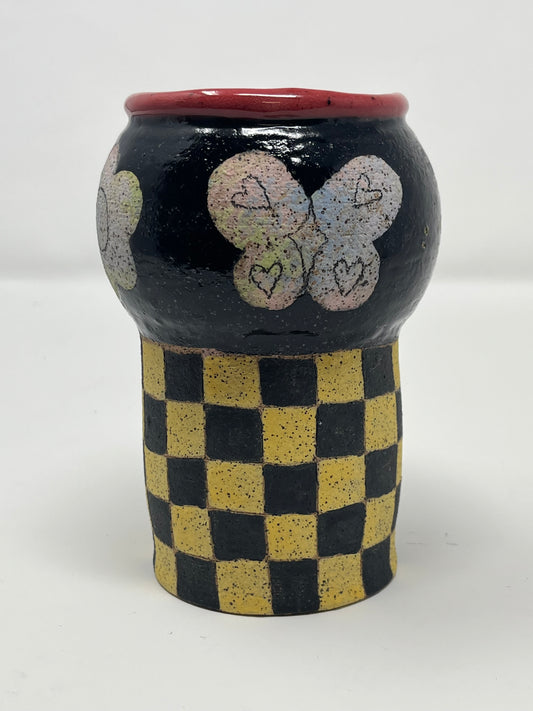 Checkered Pastel Cut Outs Vase