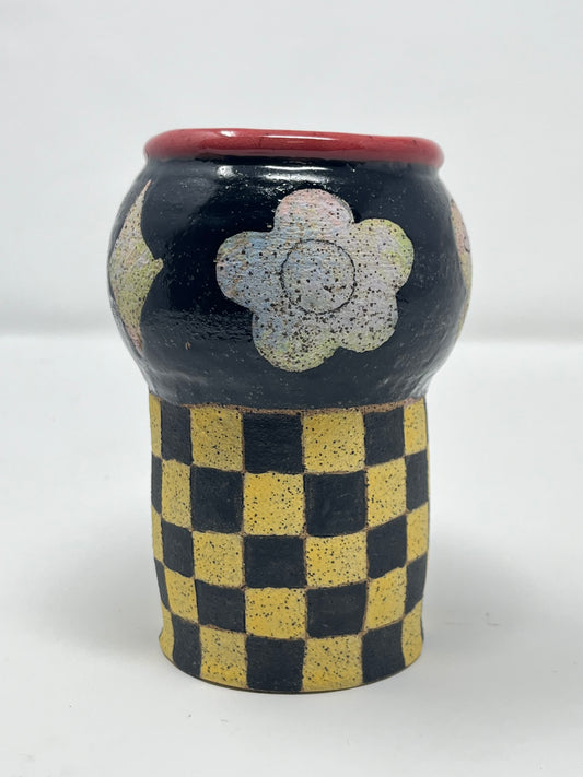 Checkered Pastel Cut Outs Vase