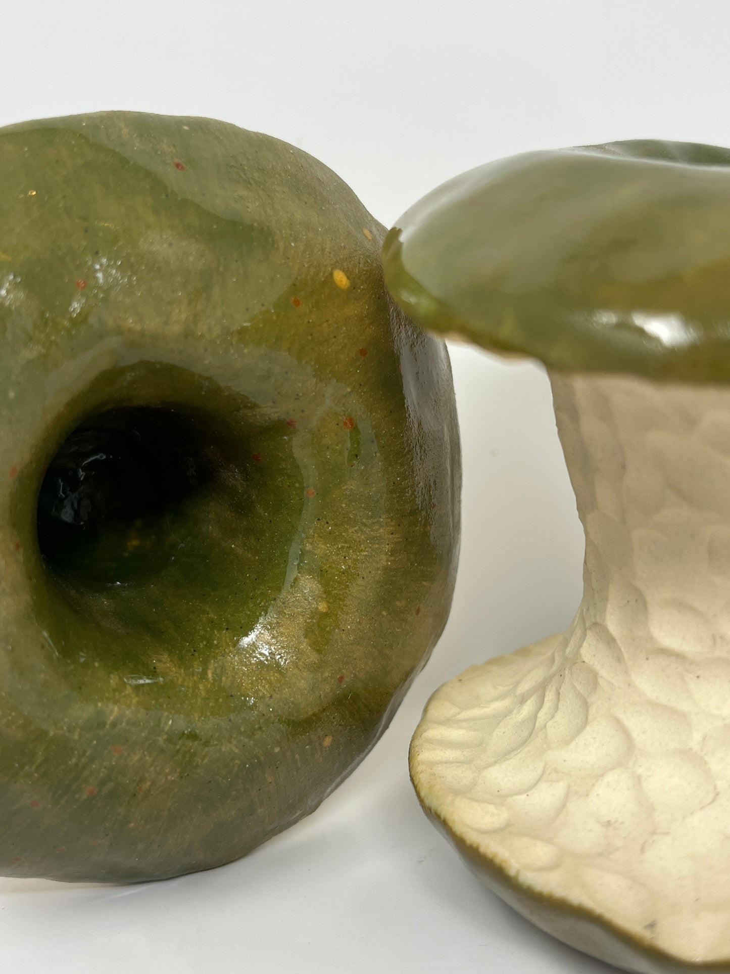 Green Apple Core Candle Holders