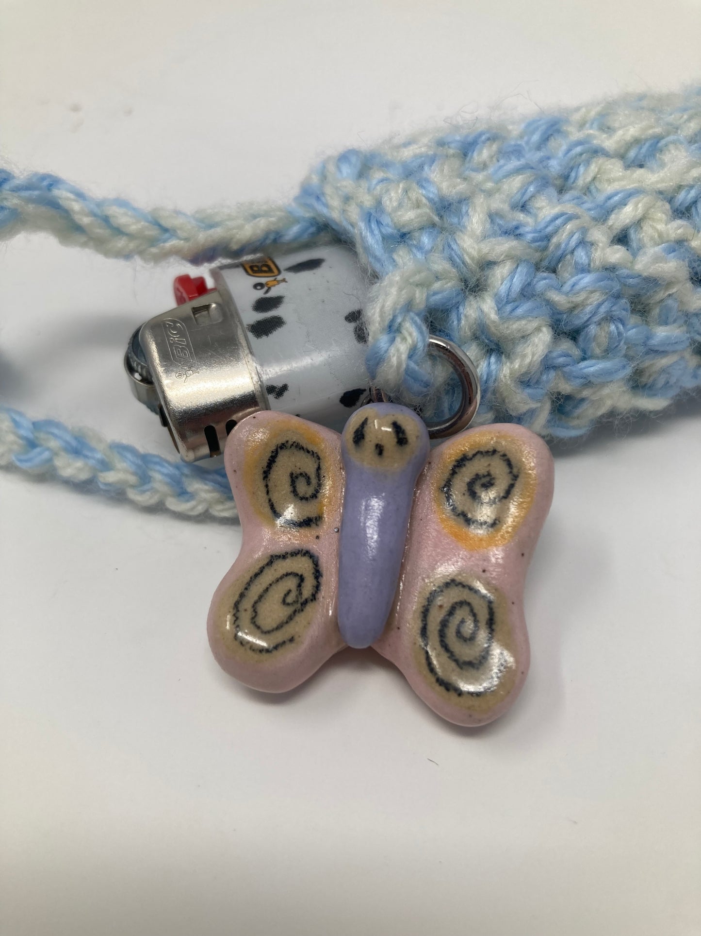 Ceramic Charm Crochet Lighter Holder Necklace