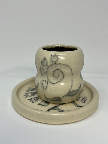 Spiral Vines Espresso Cup and Saucer