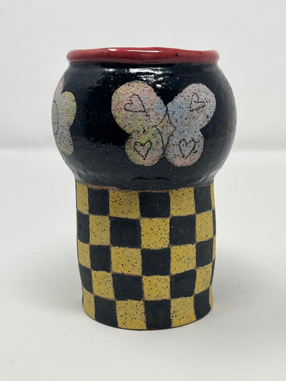 Checkered Pastel Cut Outs Vase