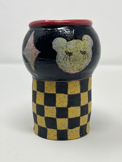 Checkered Pastel Cut Outs Vase