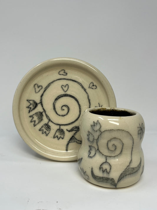 Spiral Vines Espresso Cup and Saucer