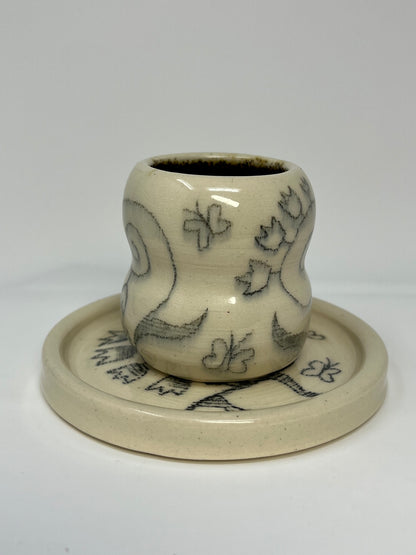 Spiral Vines Espresso Cup and Saucer