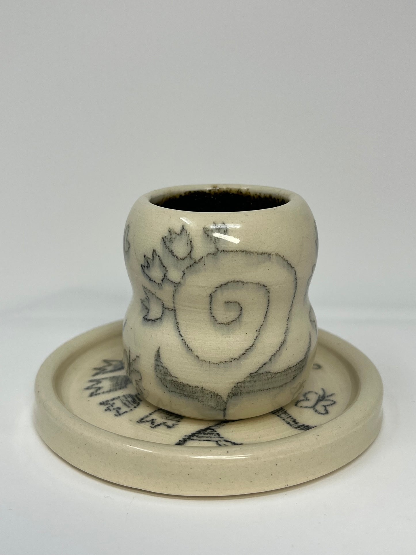 Spiral Vines Espresso Cup and Saucer