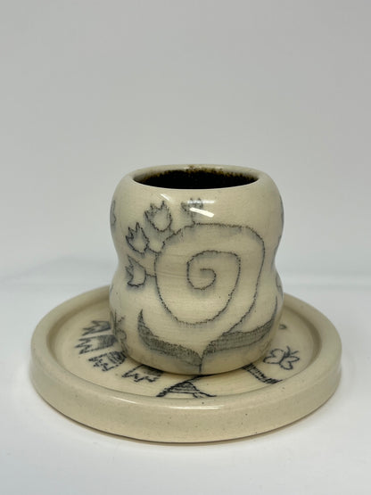 Spiral Vines Espresso Cup and Saucer