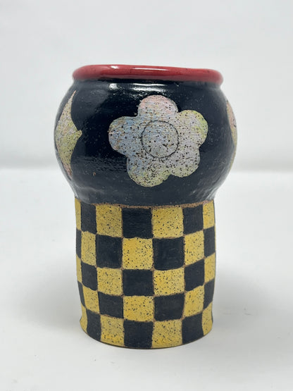 Checkered Pastel Cut Outs Vase