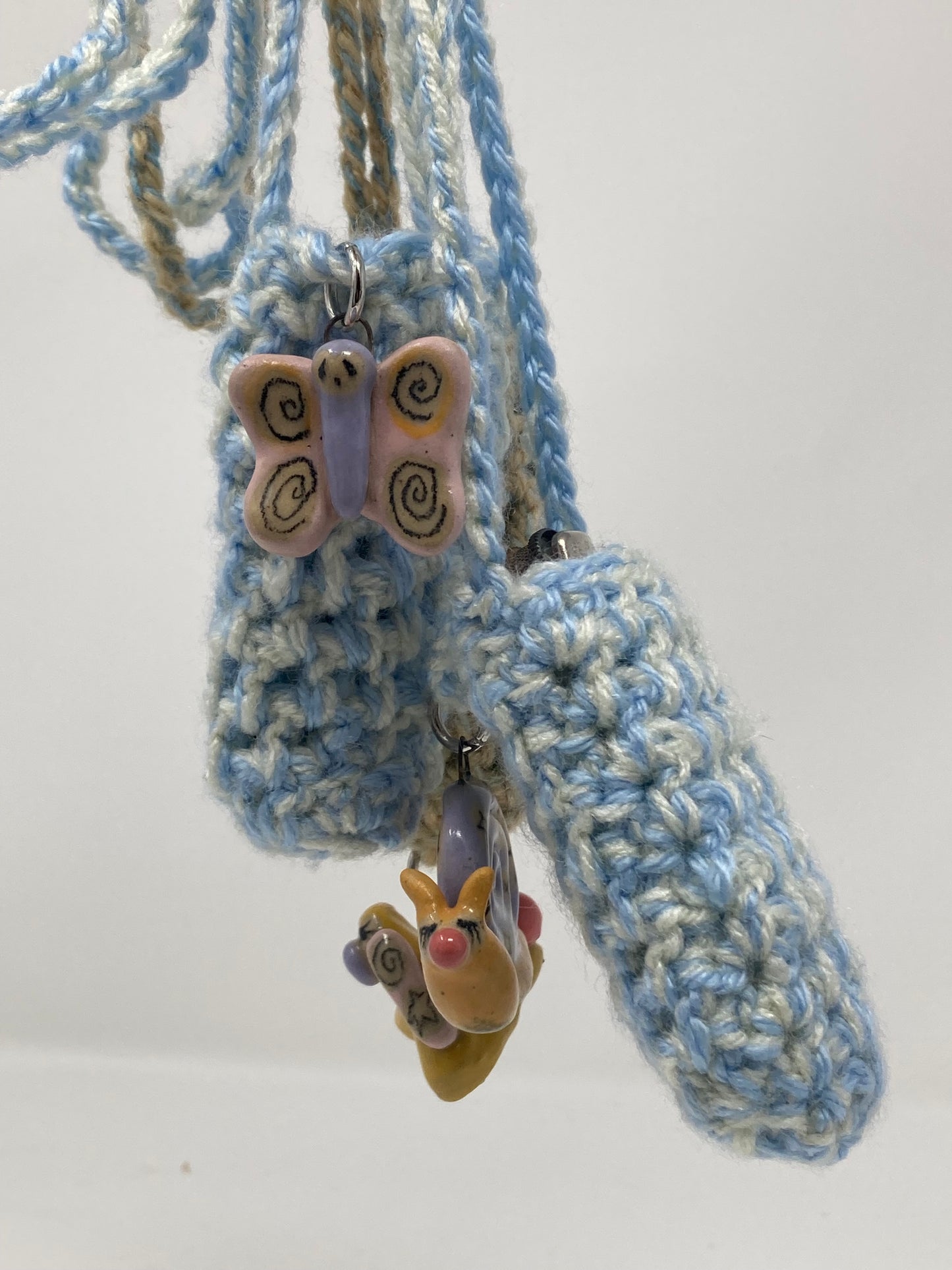 Ceramic Charm Crochet Lighter Holder Necklace