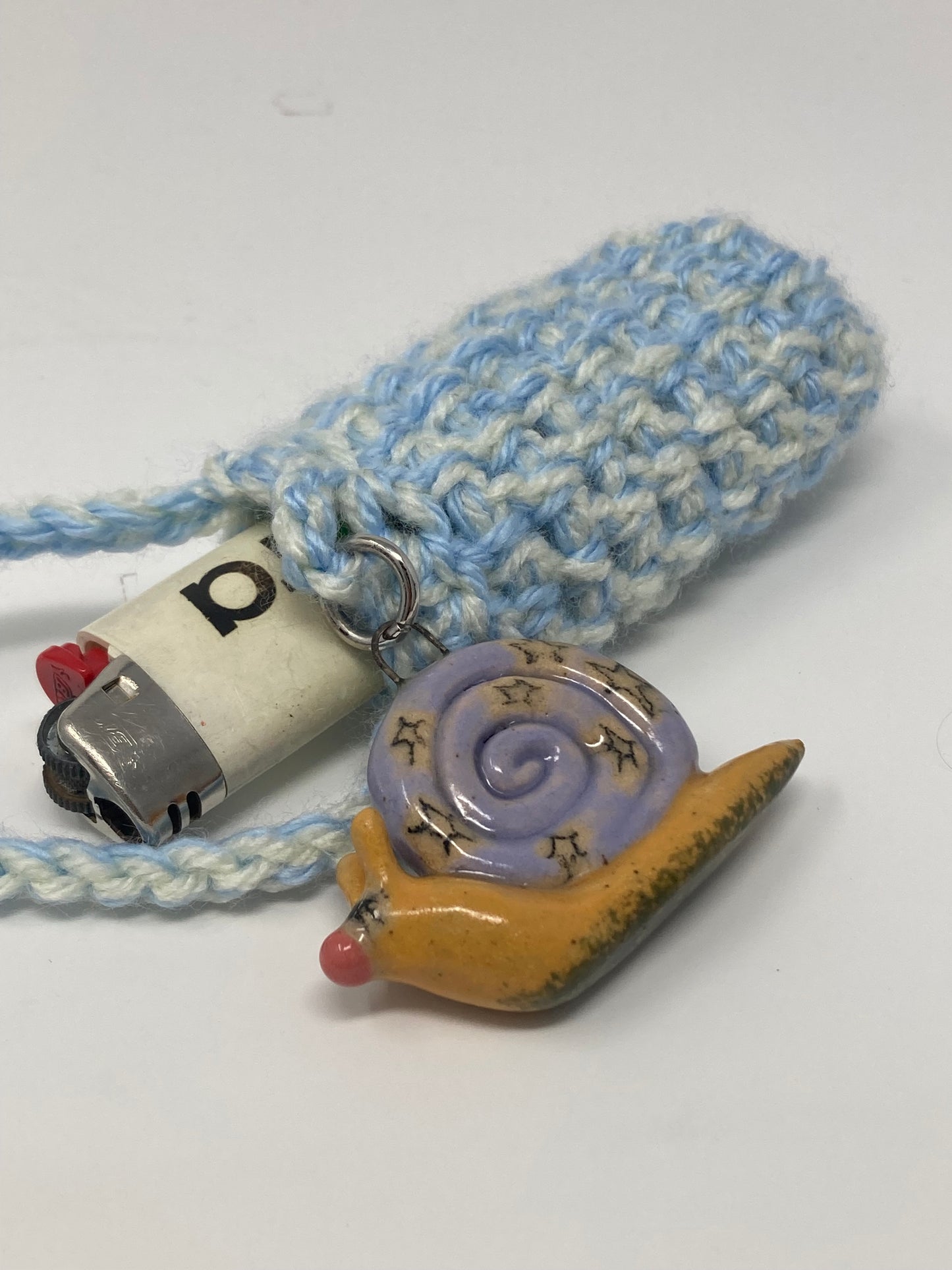 Ceramic Charm Crochet Lighter Holder Necklace