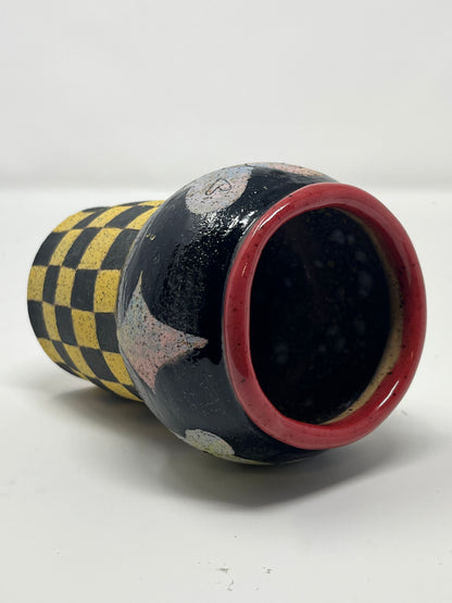 Checkered Pastel Cut Outs Vase